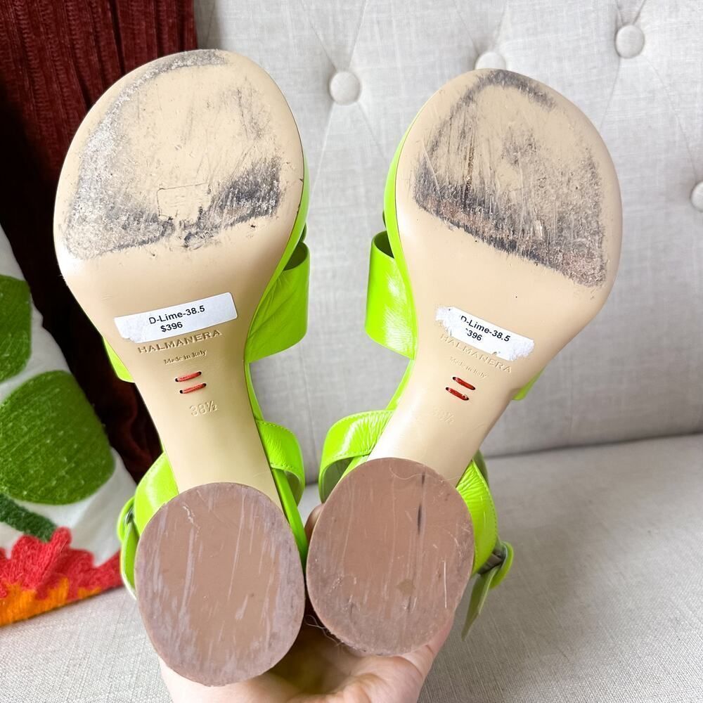 Halmanera Lime Green Leather Sandals Made in Italy Size 38.5 8 - Picture 8 of 12